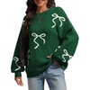 image:imageATHMILE Fall Sweaters for Women 2026 Fashion Cute Bow Knit Pullover Trendy Long Sleeve Oversized Sweater Winter ClothingGreen