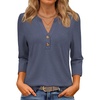 image:imageATHMILE Long Sleeve Shirts for Women 2026 Fall Outfits Henley Dressy Casual Tops Trendy Blouses Cute TShirts Fashion ClothesHalfnavy Blue
