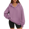 image:imageATHMILE Oversized Hoodies for Women Fashion V Neck Pullover Sweatshirts with Thumb Hole Y2k Clothes Fall Outfits 2026Dark Pink