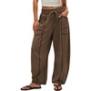 image:imageATHMILE Womens Baggy Barrel Sweatpants Wide Leg Drawstring Lounge Sweat Pants with PocketsChocolate Brown