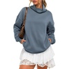image:imageATHMILE Womens Fleece Sweatshirts with Pockets Oversized Mock Neck Sweatshirt Turtleneck Pullover Fall Fashion Outfits 2026Gray Blue