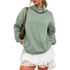 image:imageATHMILE Womens Fleece Sweatshirts with Pockets Oversized Mock Neck Sweatshirt Turtleneck Pullover Fall Fashion Outfits 2026Gray Green
