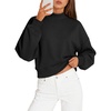 image:imageATHMILE Womens Mock Neck Cropped Sweatshirts High Neck Turtle Neck Tops  Cotton Loose Fit Oversized Pullover Fall Winter Teen Girls Trendy OutfitsBlack