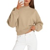 image:imageATHMILE Womens Mock Neck Cropped Sweatshirts High Neck Turtle Neck Tops  Cotton Loose Fit Oversized Pullover Fall Winter Teen Girls Trendy OutfitsCoffeegrey