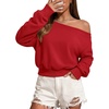 image:imageATHMILE Womens Off the Shoulder Sweatshirt Long Sleeve Crop Top  Casual Fall OutfitsTrendy Streetwear Pullover Comfy Sexy Y2K HoodiesCute Teen Girl FashionRed