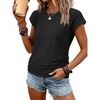 image:imageATHMILE Womens Summer Tops Cap Sleeve Ruched Tshirts Business Casual Crewneck Trendy Outfits Basic Fashion Dressy ClothesBlack