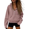 image:imageATHMILE Womens Sweatshirts Half Zip Cropped Pullover Fleece Quarter Zipper Hoodies 2026 Fall Fashion Outfits ClothesDarkpink