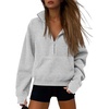 image:imageATHMILE Womens Sweatshirts Half Zip Cropped Pullover Fleece Quarter Zipper Hoodies 2026 Fall Fashion Outfits ClothesGrey