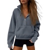 image:imageATHMILE Womens Sweatshirts Half Zip Cropped Pullover Fleece Quarter Zipper Hoodies 2026 Fall Fashion Outfits ClothesGreyblue