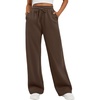 image:imageATHMILE Womens Wide Leg Fleece Lined Sweatpants High Waisted Baggy Drawstring Joggers Straight Leg Sweat PantsBrown