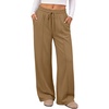 image:imageATHMILE Womens Wide Leg Fleece Sweatpants High Waisted Teen Girl Pants  Fall Fashion Winter Clothes Lounge Travel Joggers With PocketsCoffee Grey