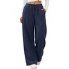 image:imageATHMILE Womens Wide Leg Fleece Sweatpants Lounge with Pocket  Fall Cozy Fleece Sweat PantsLow Waist Streetwear DrawstringBaggy Teen Girl JoggerNavy