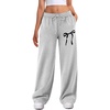 image:imageATHMILE Womens Wide Leg Sweatpants High Waisted Baggy Interior Drawstring Joggers Straight Leg Sweat Pants with PocketsGreybow Print