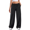 image:imageATHMILE Womens Wide Leg Sweatpants High Waisted Baggy Interior Drawstring Joggers with Pockets Straight Leg Sweat PantsBlack