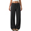 image:imageATHMILE Womens Wide Leg Sweatpants Low Rise Baggy Pants Fall Fashion Lounge Lightweight Sweat Pants with PocketsBlack