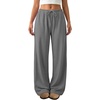image:imageATHMILE Womens Wide Leg Sweatpants Low Rise Baggy Pants Fall Fashion Lounge Lightweight Sweat Pants with PocketsGrey