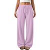 image:imageATHMILE Womens Wide Leg Sweatpants Low Rise Baggy Pants Fall Fashion Lounge Lightweight Sweat Pants with PocketsPurple