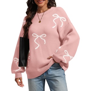 image:imageATHMILE Fall Sweaters for Women 2026 Fashion Cute Bow Knit Pullover Trendy Long Sleeve Oversized Sweater Winter ClothingPink
