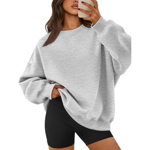 image:imageATHMILE Oversized Sweatshirt for Women Crewneck Fleece Long Sleeve Pullover Hoodies Tops Fall Fashion Outfits ClothesGrey