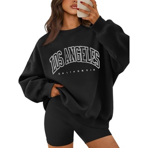 image:imageATHMILE Oversized Sweatshirt for Women Crewneck Fleece Long Sleeve Pullover Hoodies Tops Fall Fashion Outfits ClothesLablack