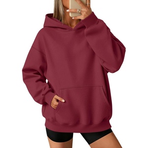 image:imageATHMILE Womens Oversized Hoodies Fleece Sweatshirts with Pocket  Drop Shoulder Fall ClothesTrendy Streetwear PulloverComfort Workout Winter OutfitsWine Red