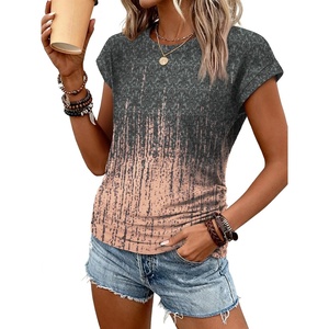 image:imageATHMILE Womens Summer Tops Cap Sleeve Ruched Tshirts Business Casual Crewneck Trendy Outfits Basic Fashion Dressy ClothesTiedye Coral