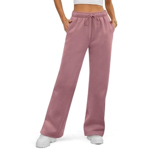 image:imageATHMILE Womens Sweatpants Fleece Wide Leg Lined Baggy Lounge Sweat Pants  Cotton Straight Leg High Waisted Comfort Casual Warm Fall Winter Workout GymAdark Pink