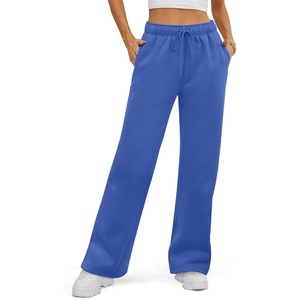 image:imageATHMILE Womens Sweatpants Fleece Wide Leg Lined Baggy Lounge Sweat Pants  Cotton Straight Leg High Waisted Comfort Casual Warm Fall Winter Workout GymAblue