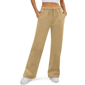 image:imageATHMILE Womens Sweatpants Fleece Wide Leg Lined Baggy Lounge Sweat Pants  Cotton Straight Leg High Waisted Comfort Casual Warm Fall Winter Workout GymAlight Brown
