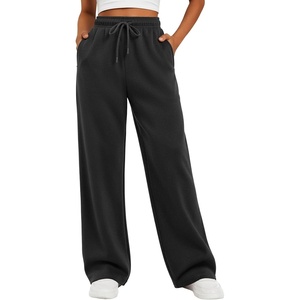 image:imageATHMILE Womens Sweatpants Fleece Wide Leg Lined Baggy Lounge Sweat Pants  Cotton Straight Leg High Waisted Comfort Casual Warm Fall Winter Workout GymBblack