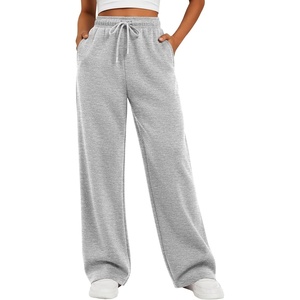 image:imageATHMILE Womens Sweatpants Fleece Wide Leg Lined Baggy Lounge Sweat Pants  Cotton Straight Leg High Waisted Comfort Casual Warm Fall Winter Workout GymBgrey