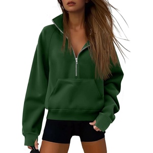 image:imageATHMILE Womens Sweatshirts Half Zip Cropped Pullover Fleece Quarter Zipper Hoodies 2026 Fall Fashion Outfits ClothesDarkgreen