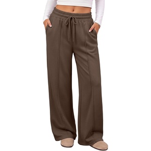 image:imageATHMILE Womens Wide Leg Fleece Sweatpants High Waisted Teen Girl Pants  Fall Fashion Winter Clothes Lounge Travel Joggers With PocketsCoffee