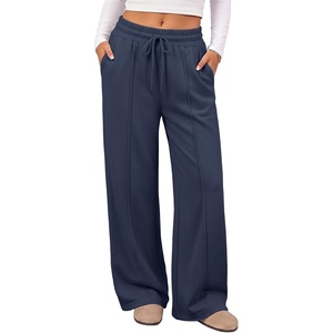 image:imageATHMILE Womens Wide Leg Fleece Sweatpants High Waisted Teen Girl Pants  Fall Fashion Winter Clothes Lounge Travel Joggers With PocketsNavy