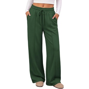 image:imageATHMILE Womens Wide Leg Fleece Sweatpants High Waisted Teen Girl Pants  Fall Fashion Winter Clothes Lounge Travel Joggers With PocketsXmas Green