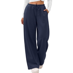 image:imageATHMILE Womens Wide Leg Fleece Sweatpants Lounge with Pocket  Fall Cozy Fleece Sweat PantsLow Waist Streetwear DrawstringBaggy Teen Girl JoggerNavy
