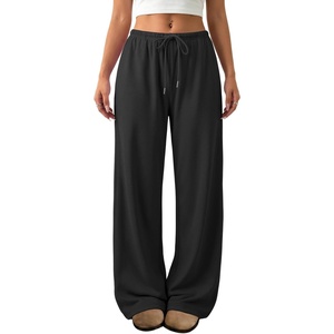 image:imageATHMILE Womens Wide Leg Sweatpants Low Rise Baggy Pants Fall Fashion Lounge Lightweight Sweat Pants with PocketsBlack