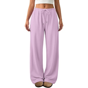 image:imageATHMILE Womens Wide Leg Sweatpants Low Rise Baggy Pants Fall Fashion Lounge Lightweight Sweat Pants with PocketsPurple