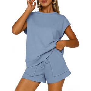 image:imageATHMILE Two Piece Womens Summer Lounge Short Sets Cap SleeveBlue
